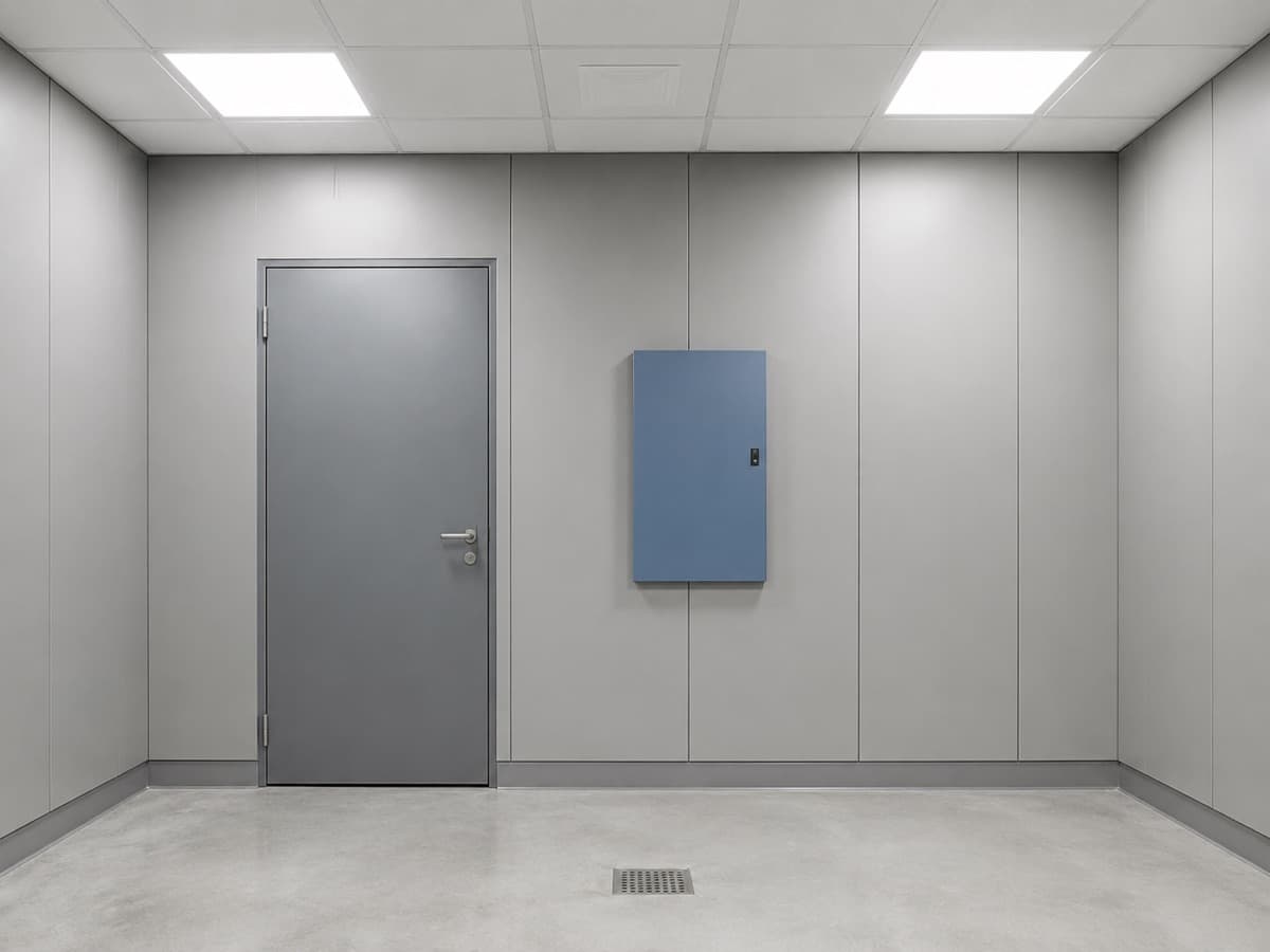 Техническое помещение с отделкой стен панелями и электрощитом